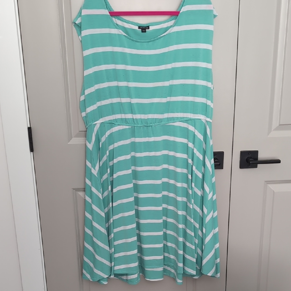 Torrid Mint Green and White Striped Dress